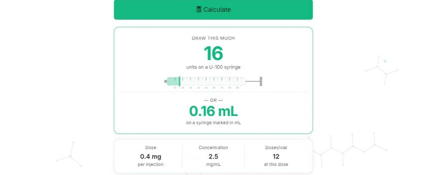 The reconstitution calculator answers the question that is easy to get wrong — exactly how many units to draw.